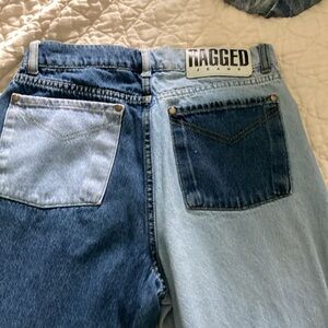 Ragged jeans color block 28